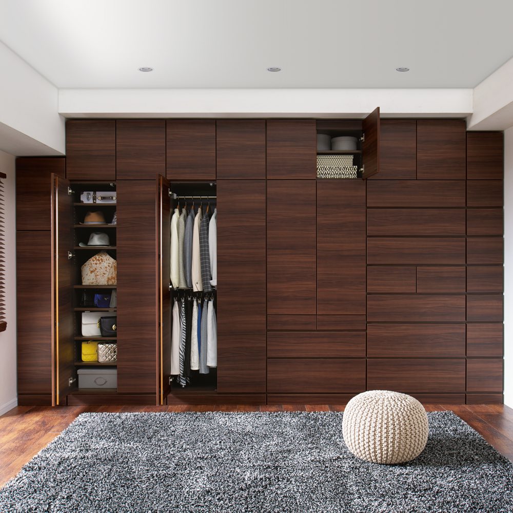 お部屋の天井構造を考慮した壁面ワードローブ ハンガー2段 幅40高さ180cm(高い梁下に) ワードローブ クローゼット 衣類収納 545318