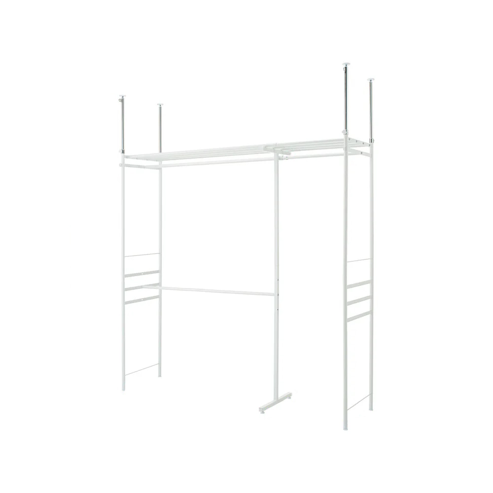 白でカスタマイズするホワイトハンガーシリーズ バスケットなし・ハイタイプ（高さ218cm-280cm・幅137cm-230cm） クローゼットハンガー カバー 衣類収納 545620