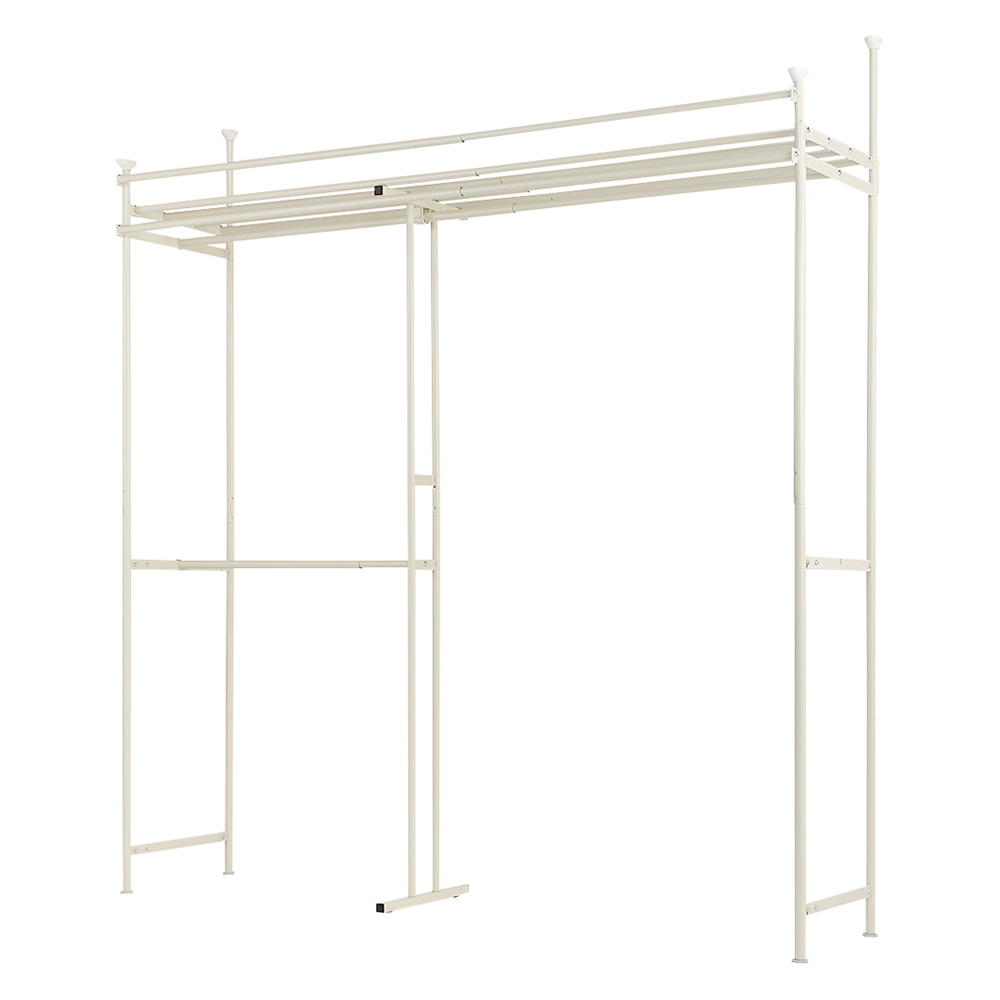 組立の労力を削減した頑丈突っ張りハンガー 幅伸縮タイプ(116-210cm) カーテンなし クローゼットハンガー カバー 衣類収納 545627