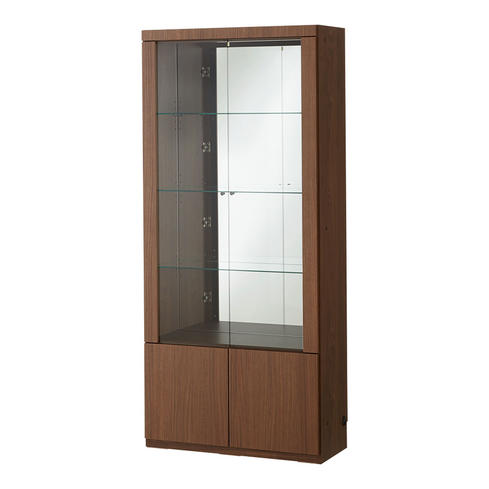 美しく飾れる 光沢仕上げ収納システム ガラス扉コレクションケース 幅60cm コレクションケース ディスプレイラック 飾り棚 本棚 ラック シェルフ 546908