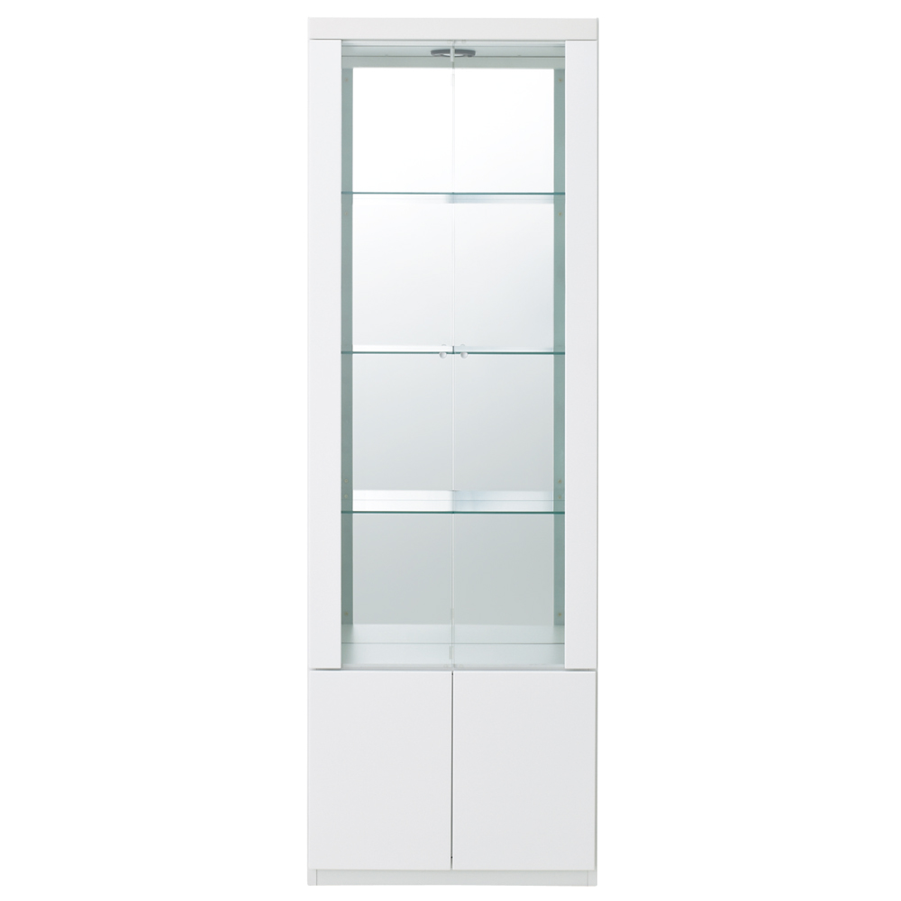 美しく飾れる 光沢仕上げ収納システム ガラス扉コレクションケース 幅60cm コレクションケース ディスプレイラック 飾り棚 本棚 ラック シェルフ 546908