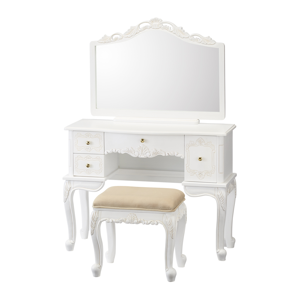 アンティーククラシックシリーズ ドレッサー&スツール ドレッサー 化粧台 鏡台 小物収納 フリーボックス 546914