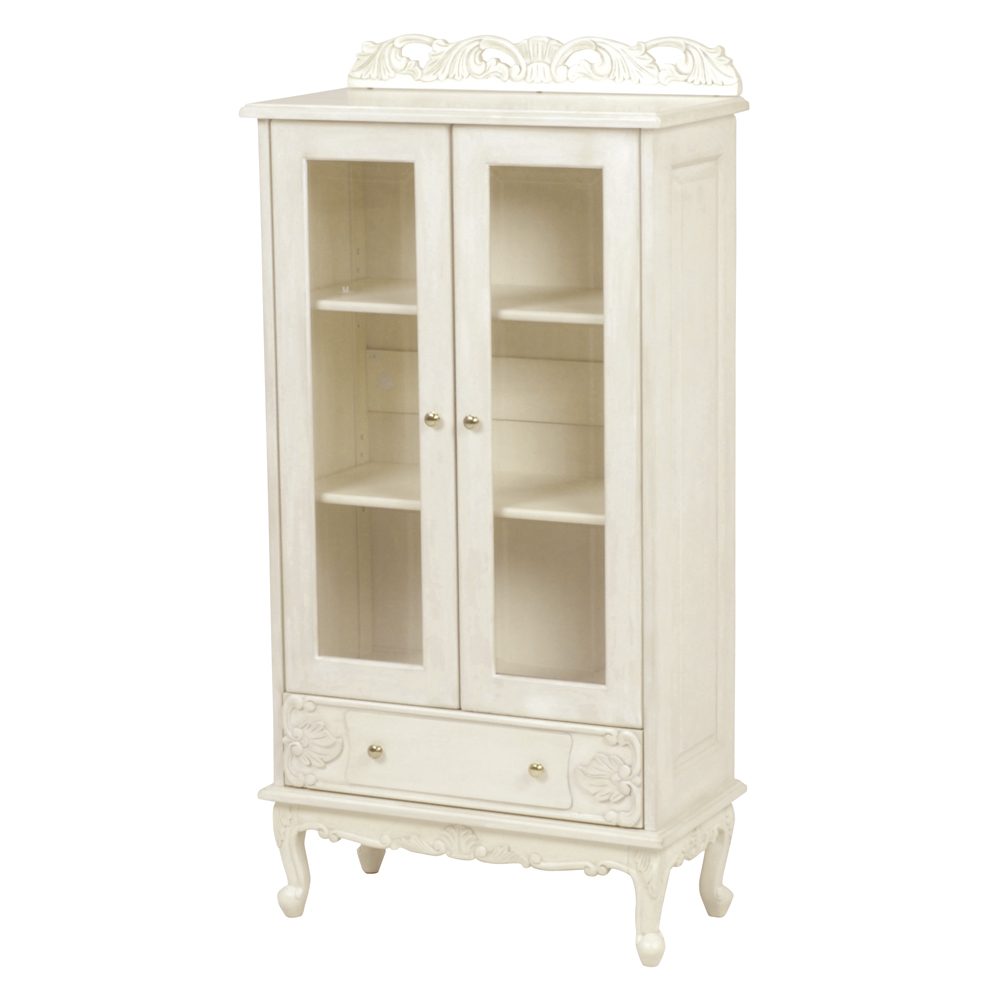 アンティーク クラシック シリーズ ガラス扉キャビネット 幅70cm キッチンボード キッチン収納 546917