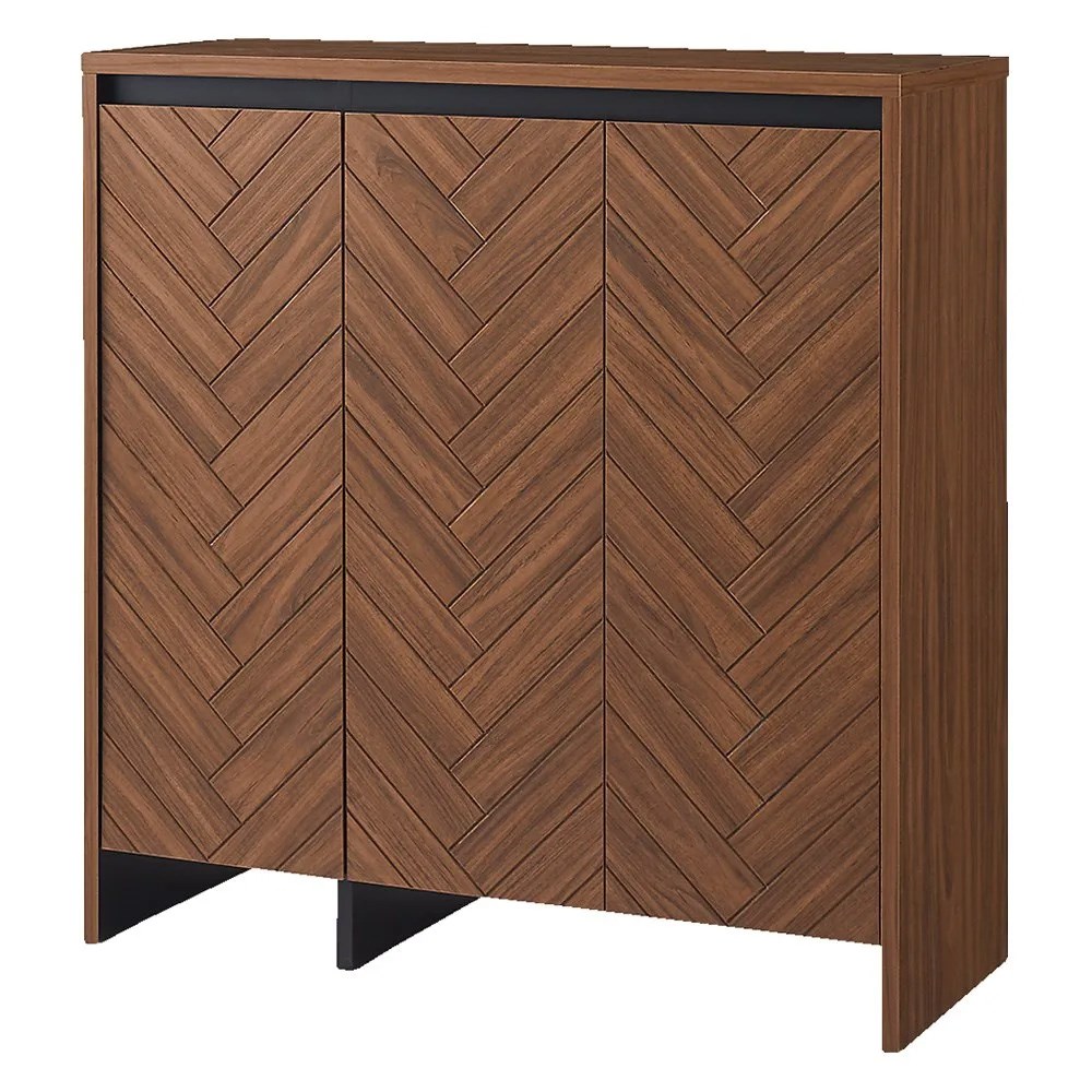 ヘリンボーン柄シューズボックス ロータイプ高さ92cm・幅88cm奥行35cm 下駄箱 シューズボックス 玄関収納 547025