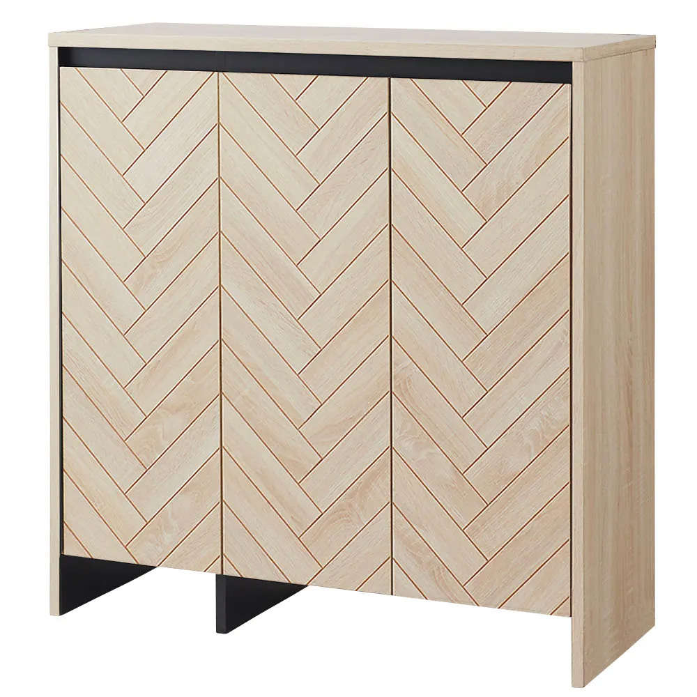 ヘリンボーン柄シューズボックス ロータイプ高さ92cm・幅88cm奥行35cm 下駄箱 シューズボックス 玄関収納 547025