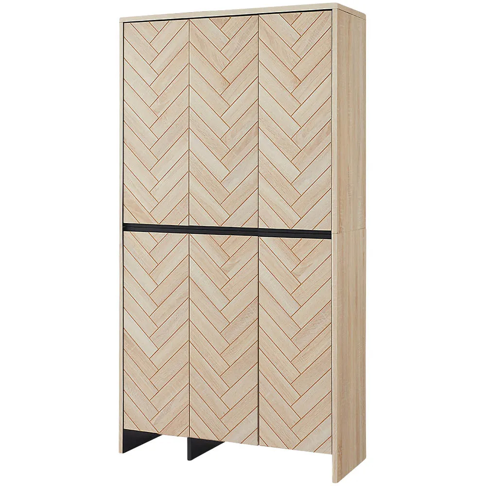 ヘリンボーン柄シューズボックス ハイタイプ高さ169.5cm・幅88cm奥行35cm 下駄箱 シューズボックス 玄関収納 547028