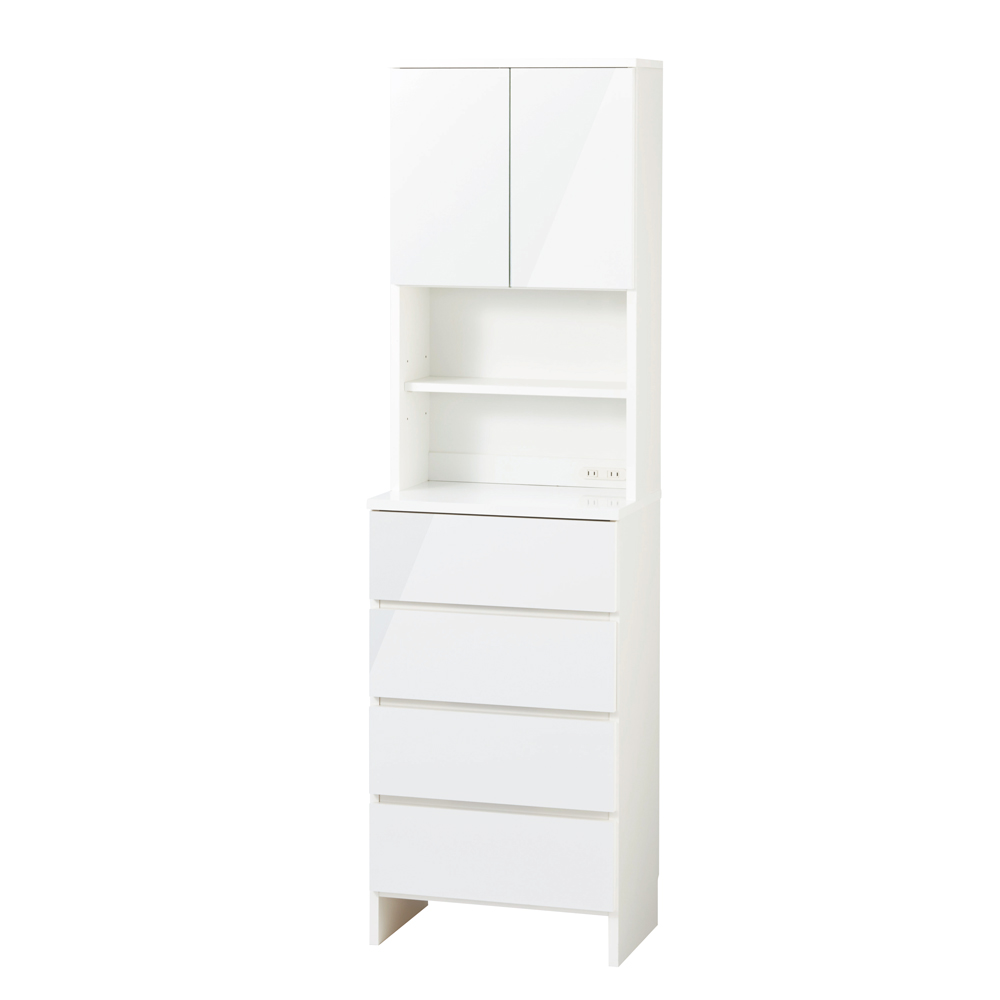 これ1台で使い心地がよくなる コンセント付き洗面所チェスト 幅52.5cm 洗面所収納 隙間収納 トイレ 洗面所 ランドリー収納 541723