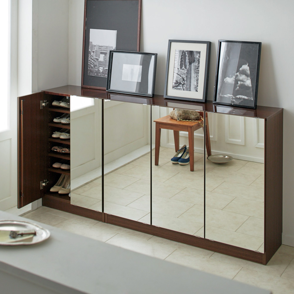 美しく飾れるシューズクローゼット 下駄箱扉タイプ 幅119.5 高さ91cm 下駄箱 シューズボックス 玄関収納 547078