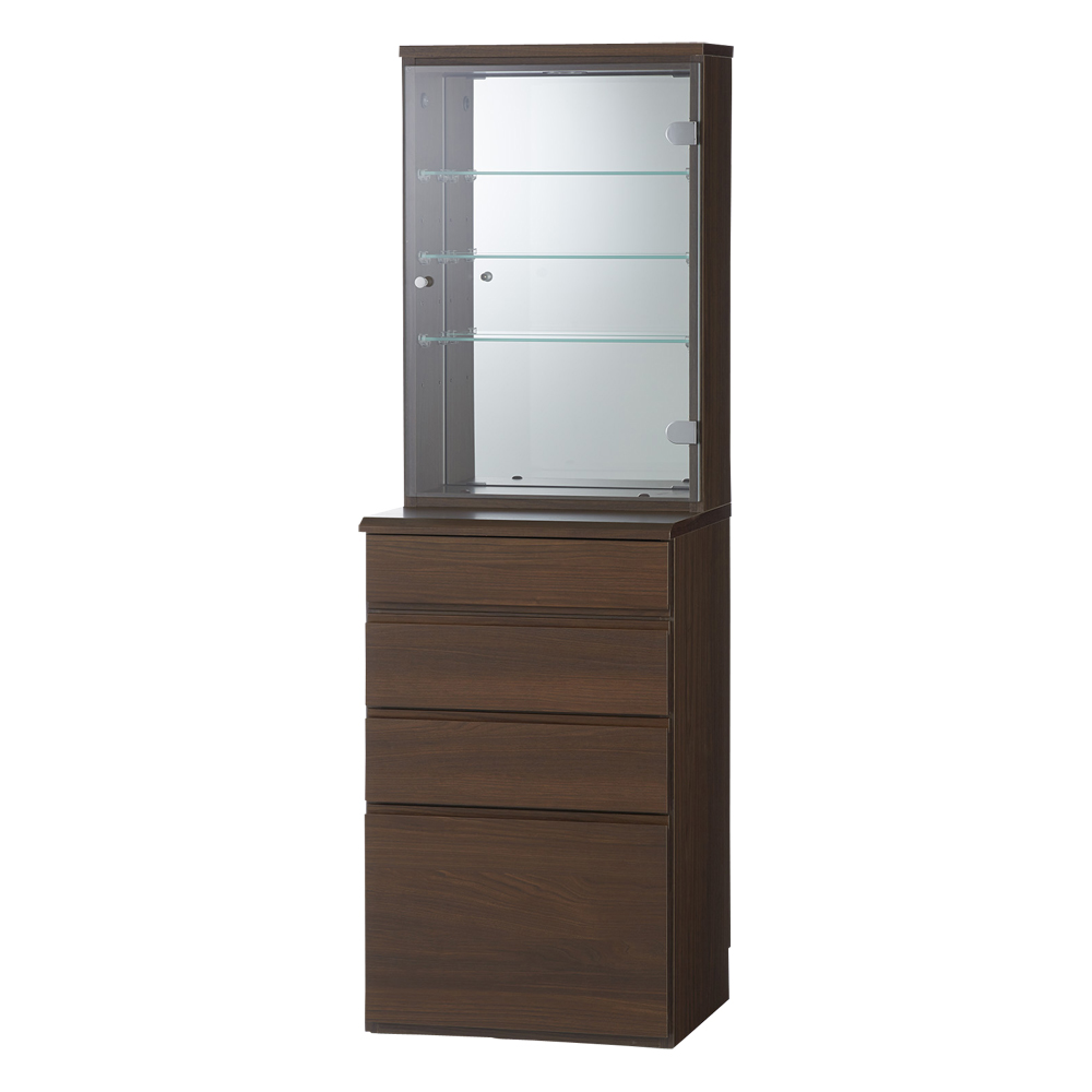 LEDライト付き 楽屋ドレッサーシリーズ ガラスキャビネット付き チェスト 幅45cm リビング リビング収納 585303