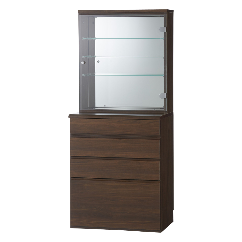 LEDライト付き 楽屋ドレッサーシリーズ ガラスキャビネット付き チェスト 幅60cm リビング リビング収納 585304