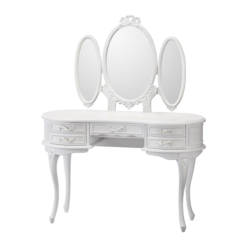 シャビーシック ホワイト フレンチ収納家具シリーズ ドレッサー ドレッサー 化粧台 鏡台 小物収納 フリーボックス 585306