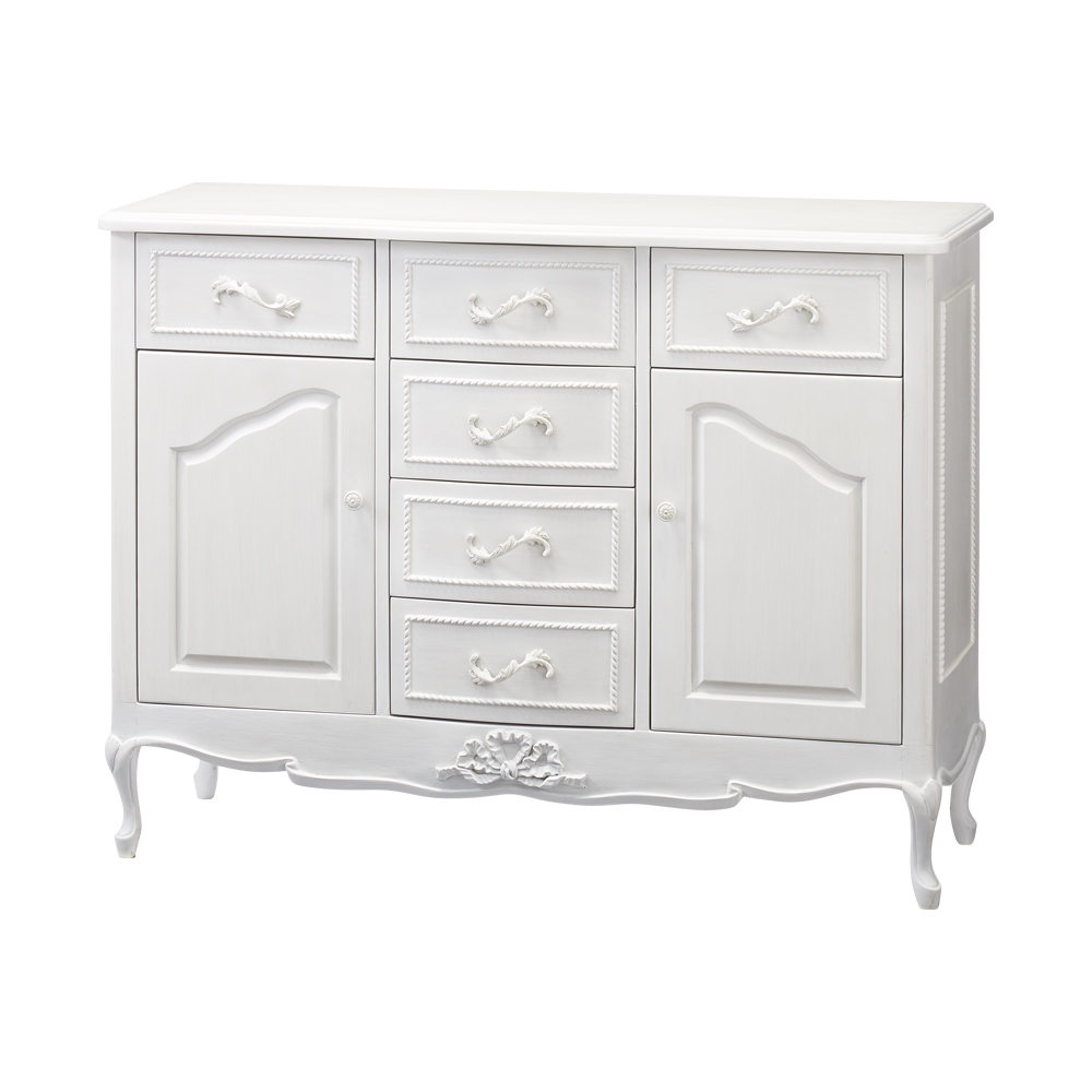 シャビーシック ホワイト フレンチ収納家具シリーズ リビングボード キャビネット リビングボード リビング収納 585307