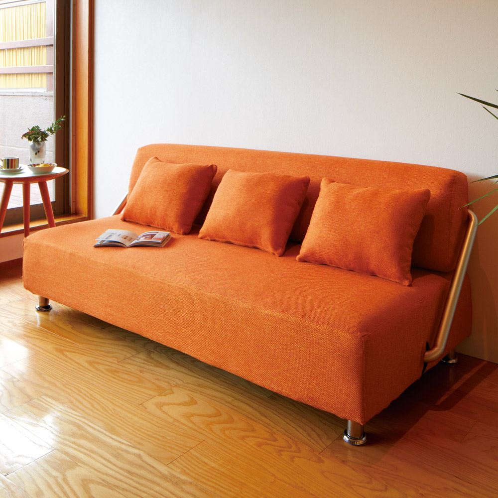 簡単にベットに変身!壁につけたまま使えるソファベッド 幅172cm ファブリックソファ ソファ 585405