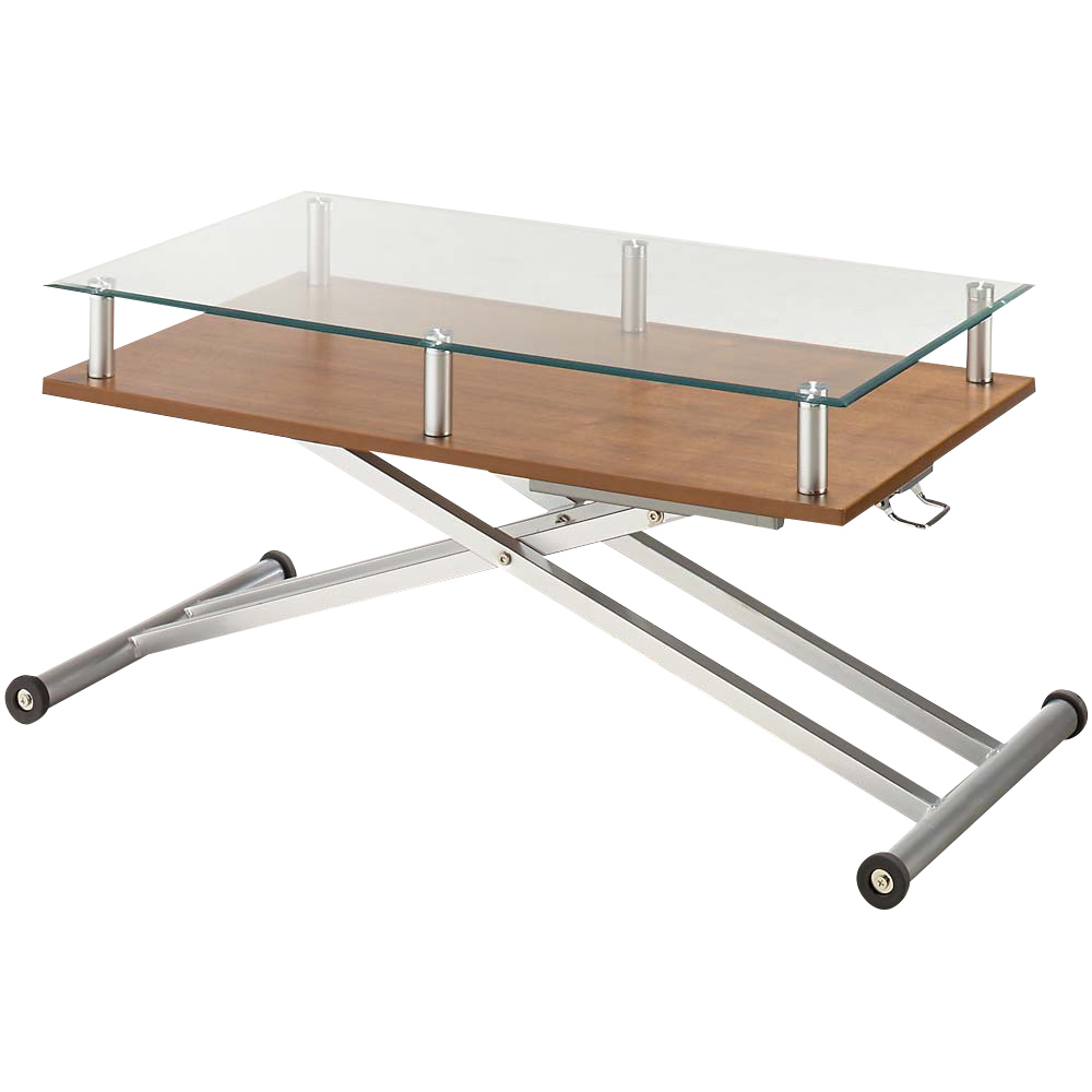 飛散防止フィルム貼りガラス 二重天板昇降式リフティングテーブル 幅120cm 昇降式 リフティングテーブル テーブル 585506