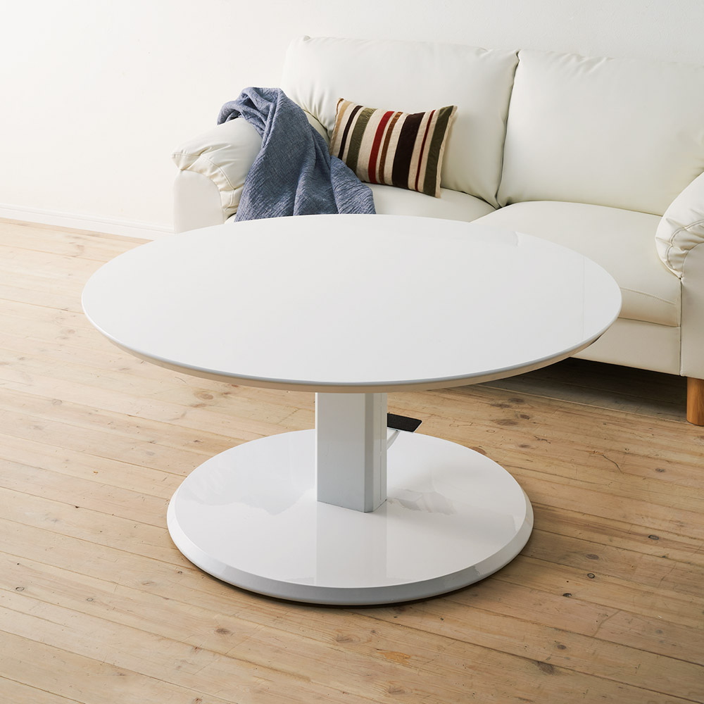 高さ自由自在 カフェスタイルダイニング 丸形昇降テーブル 径110cm