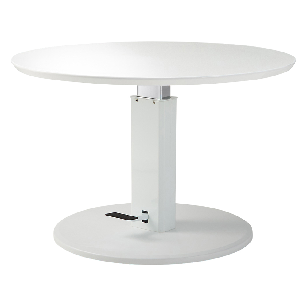 高さ自由自在 カフェスタイルダイニング 丸形昇降テーブル 径110cm ホワイト 昇降式 リフティングテーブル テーブル 585722