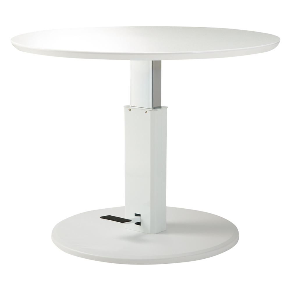 ディノス⭐︎高さ自由自在 カフェスタイルダイニング 丸形昇降テーブル90cm 白 高さ自由自在 カフェスタイルダイニング 丸形昇降テーブル 径90cm