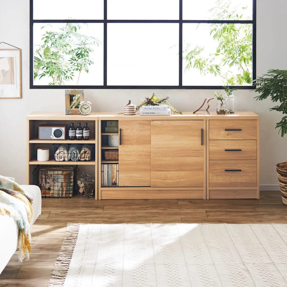 引き戸カウンター下収納庫 奥行23高さ70cmタイプ 収納庫・幅150cm キャビネット リビングボード リビング収納 585813