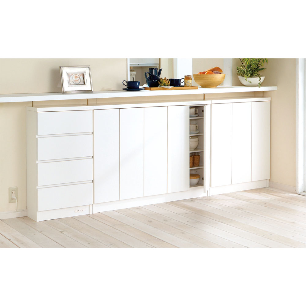 シンプルカウンター下収納庫（奥行22高さ97cm） 4枚扉タイプ 幅97.5cm キッチンカウンター下収納 キッチン収納 586061