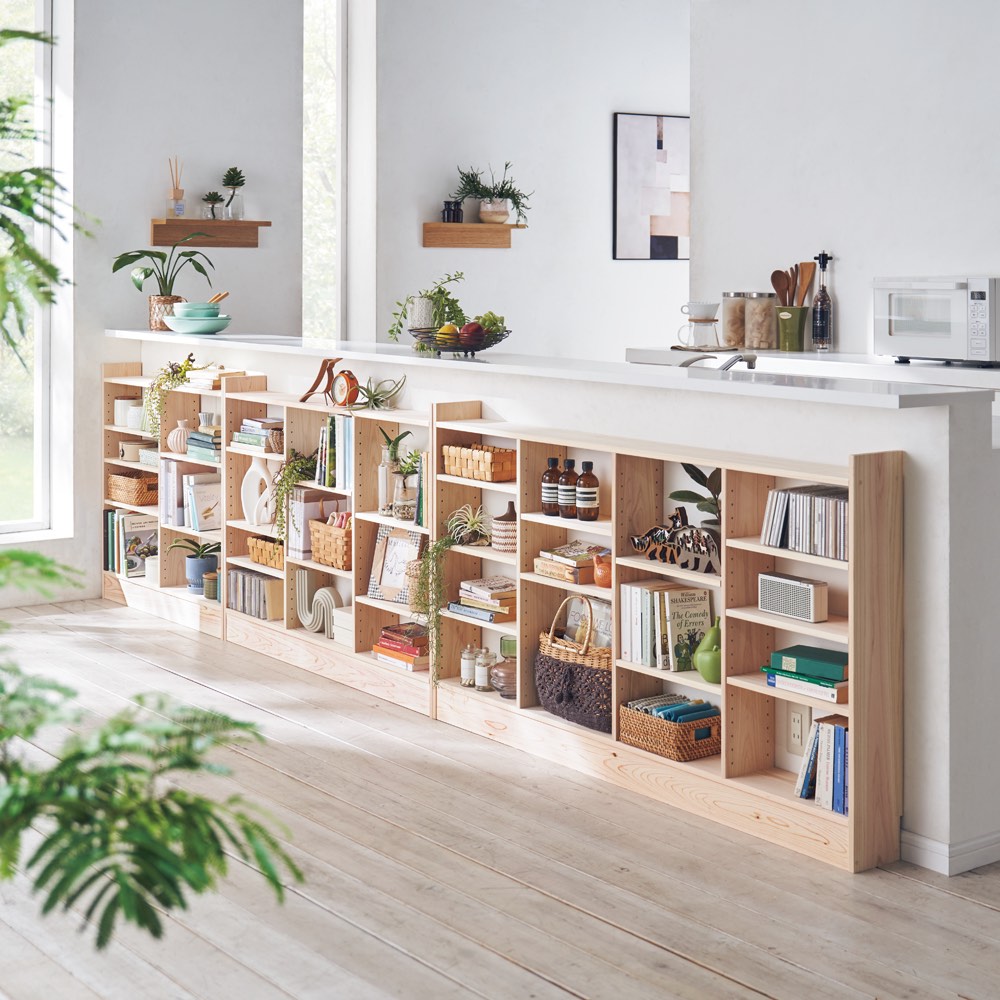 薄型奥行15cm国産東濃檜の天然木頑丈ラック 幅90cm高さ85cm