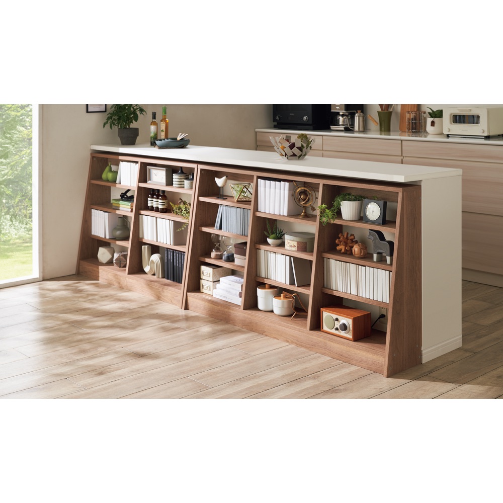 “組立不要になった” 圧迫感の少ない脚元安定カウンター下収納 幅150cm高さ70cm キッチンカウンター下収納 キッチン収納 586227