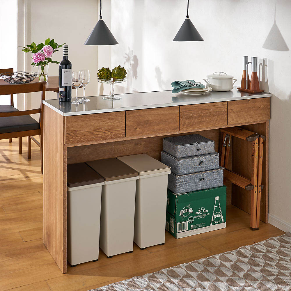 ディノス ステンレストップ間仕切りカウンター　幅139cm ステンレストップ下段オープン 間仕切りカウンター 幅139cm 通販