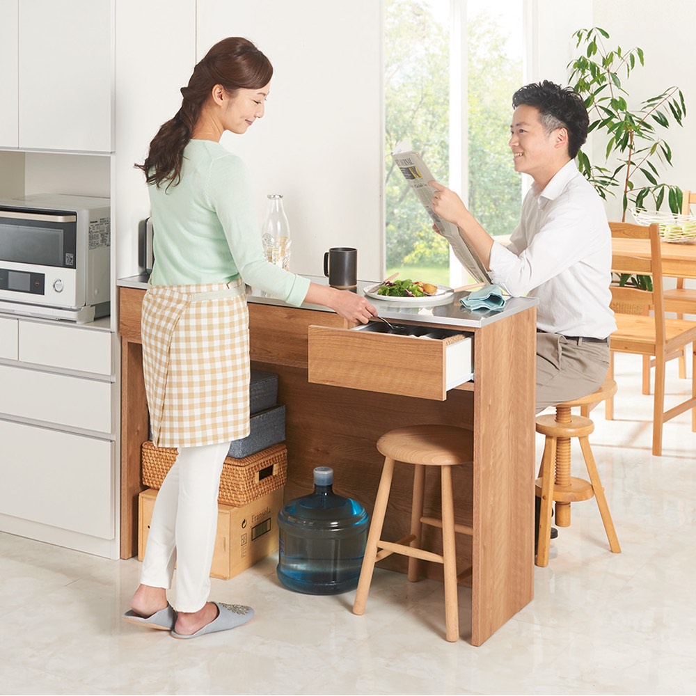 花太郎☆ディノス　ステンレストップ美品　下段オープン 間仕切りカウンター ステンレストップ下段オープン 間仕切りカウンター 幅89cm 通販