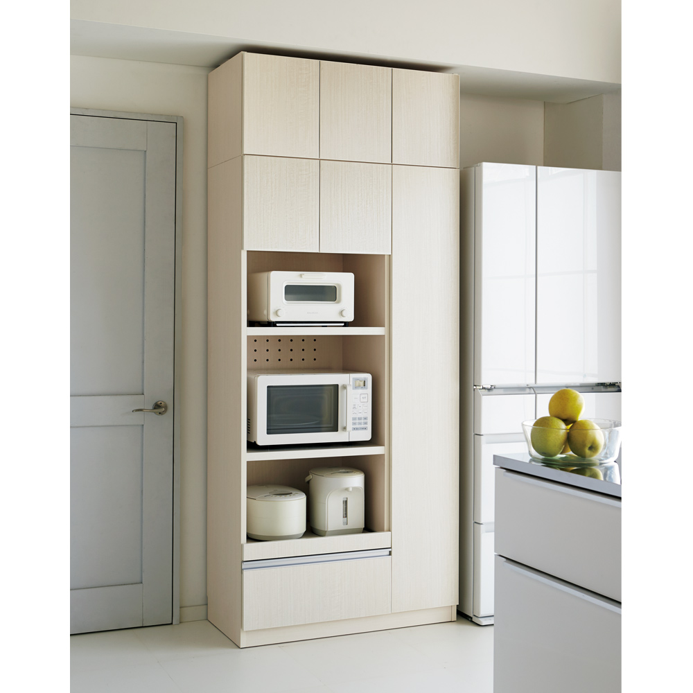 家電もストックもまとめて収納！天井ぴったりキッチンシリーズ レンジボード 幅60cm奥行45cm レンジ台 キッチンラック キッチン収納 586514