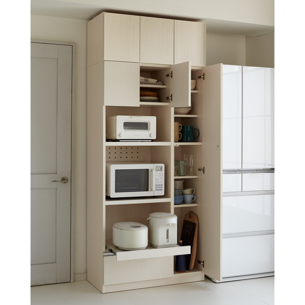 食器もストックもたっぷり収納!天井ぴったりキッチンシリーズ 食器棚 幅60cm奥行50cm キッチンボード キッチン収納 586516