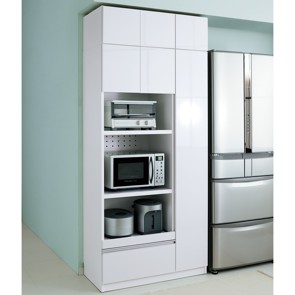 家電も食器もたっぷり収納！天井ぴったりキッチンシリーズ マルチボード 幅90cm奥行50cm レンジ台 キッチンラック キッチン収納 586518