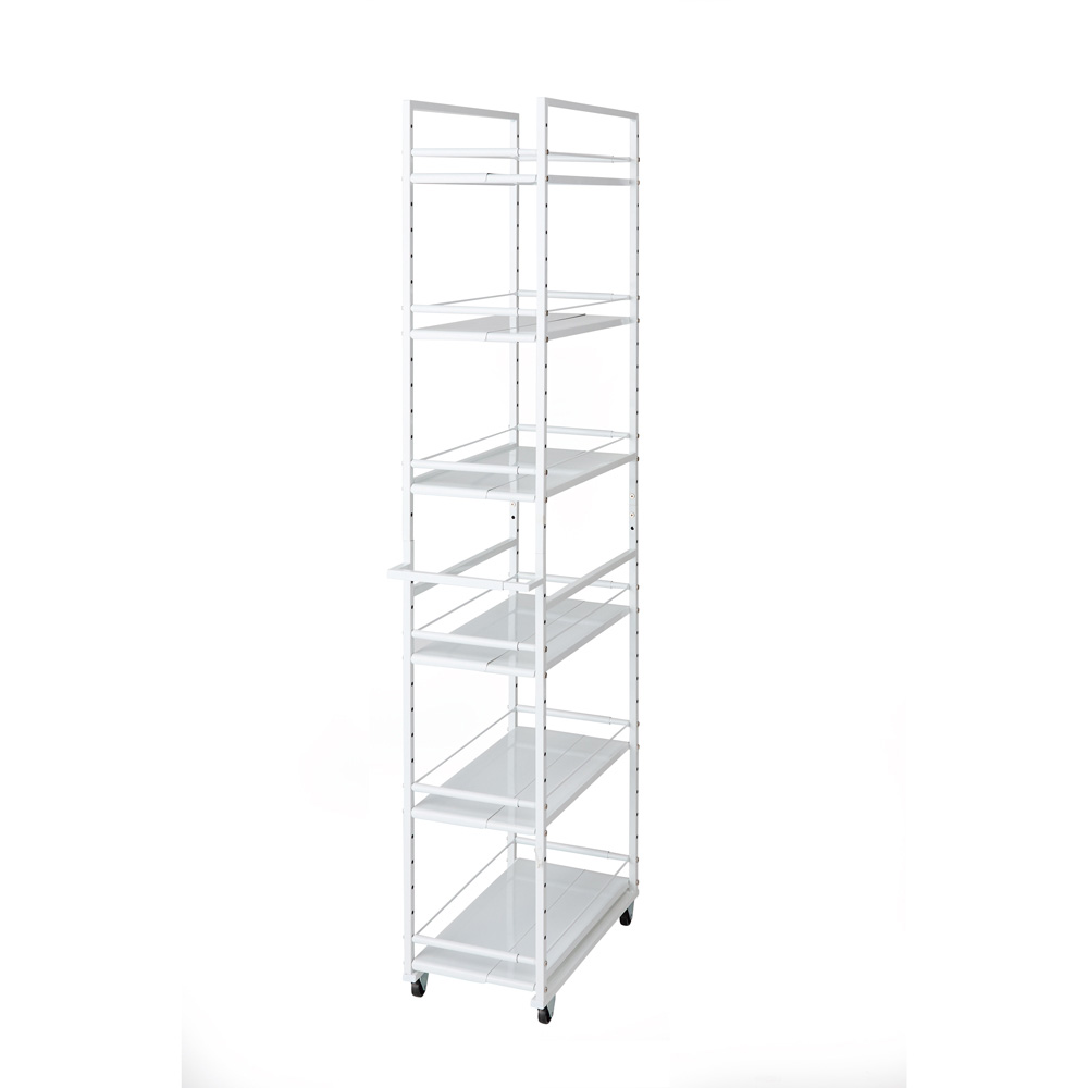 ［幅16cm-24cm奥行62cm］無段階伸縮でさらにスペースを活かす幅伸縮頑丈すき間ワゴン 洗面所収納 隙間収納 トイレ 洗面所 ランドリー収納 5866A3