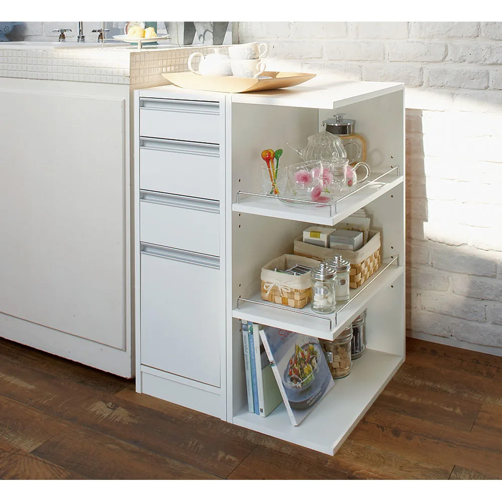 【新品】キッチン すき間収納 2面オープン 棚 幅25cm ストッカー 隙間収納 dinos（ディノス） ［幅25奥行44.5cm］ 取り出しやすい2面オープン