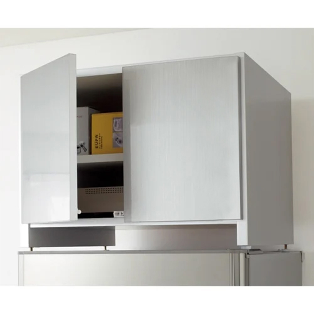 組立不要 光沢仕上げ冷蔵庫上置き 奥行35.5高さ45.5cm 冷蔵庫周り収納 キッチン用品収納 586917