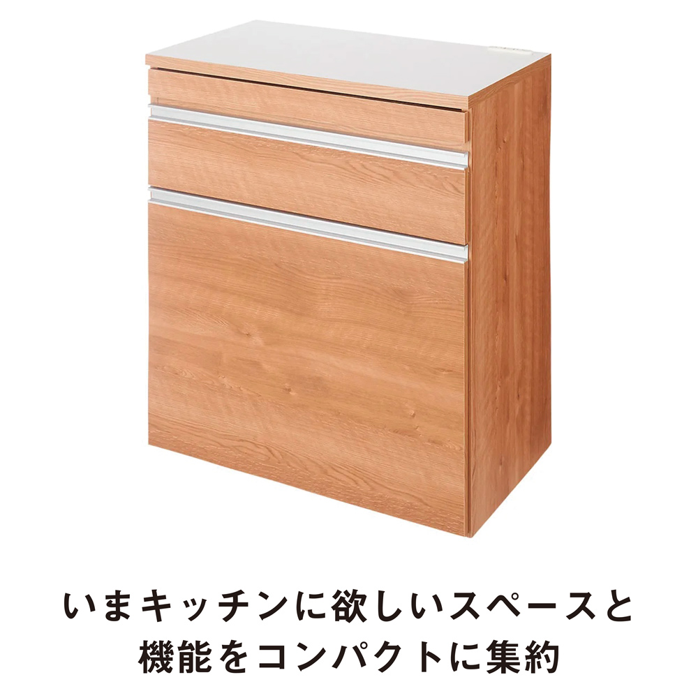 組立不要 スライドテーブル付きキッチン収納 ゴミ箱3分別 幅76cm キッチン 分別 ダストボックス 587111