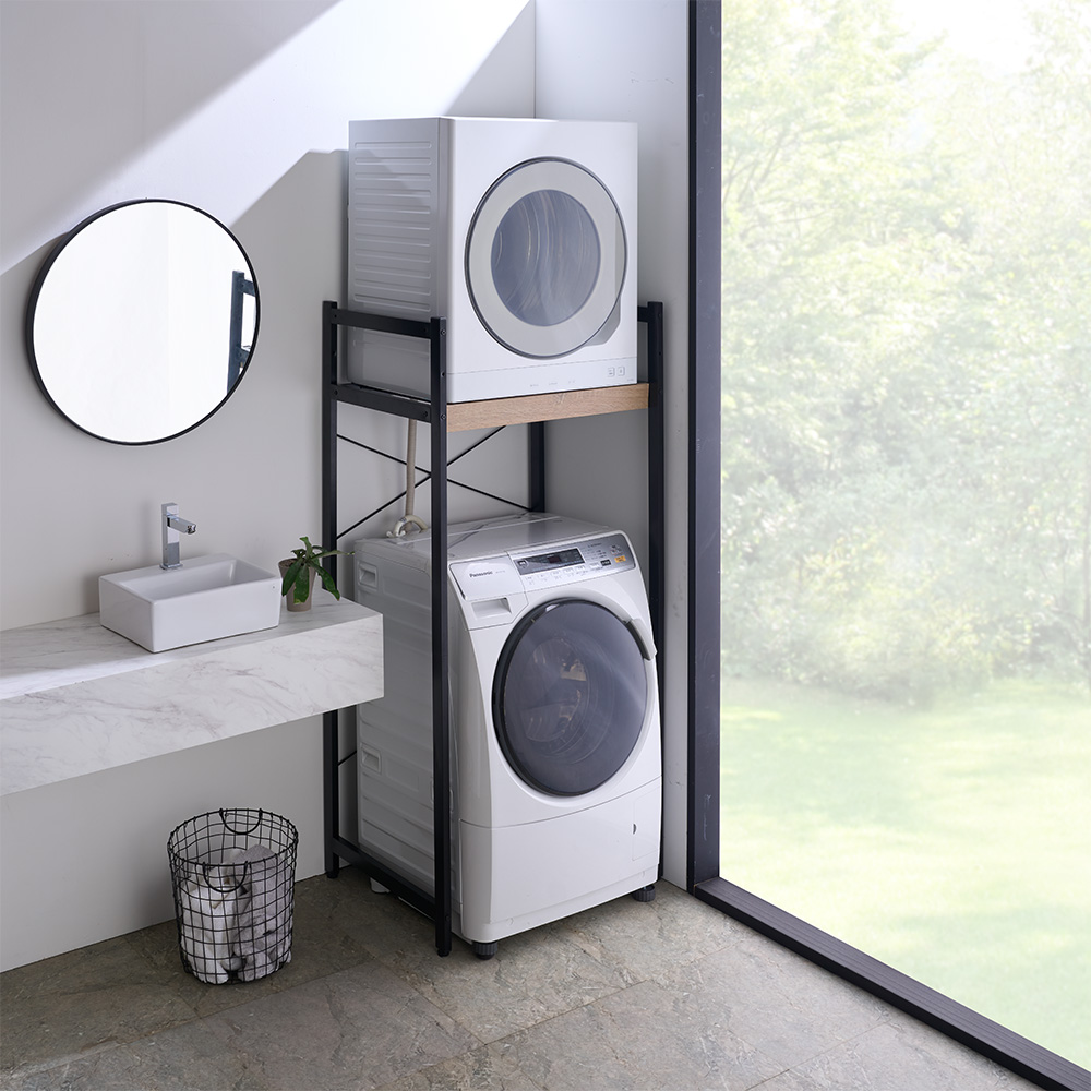 衣類乾燥機固定＆排水ホース対応 頑丈ランドリーラック 天板なしタイプ