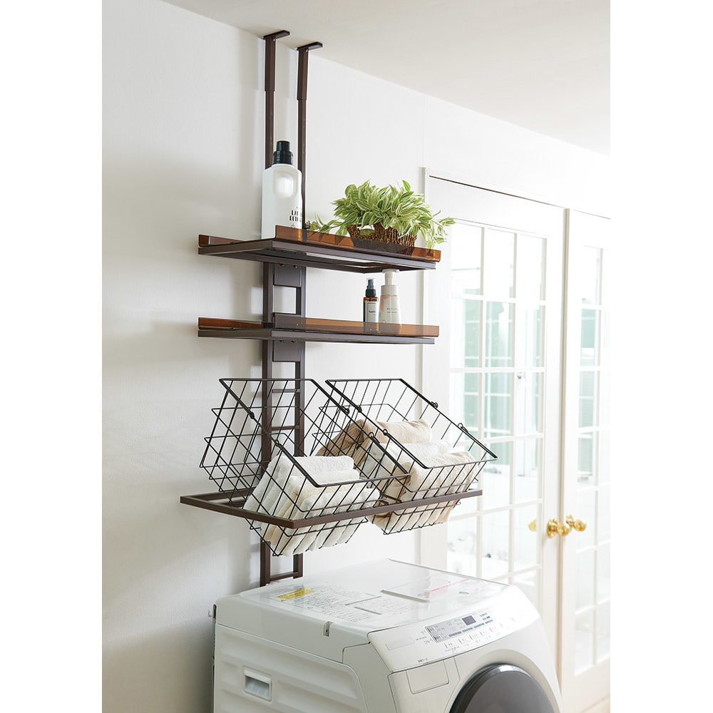 1本脚ですっきり置けるモダンランドリーラック 棚3段 幅60cm奥行31cm