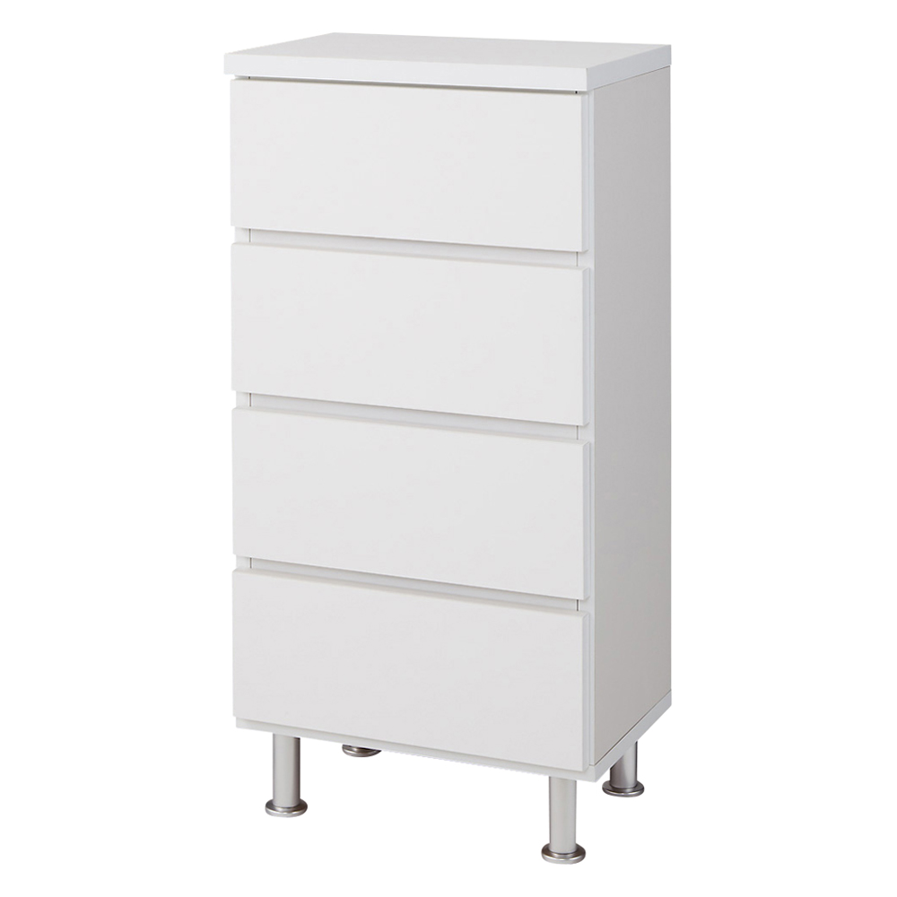 組立不要 お掃除しやすい 湿気を気にしない 多段すき間チェスト 4段・幅44.5奥行29.5cm 洗面所収納 隙間収納 トイレ 洗面所 ランドリー収納 587525