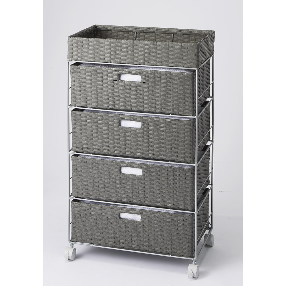 ラタン調バスケットワゴン 幅50.5cm 洗面所収納 隙間収納 トイレ 洗面所 ランドリー収納 587616