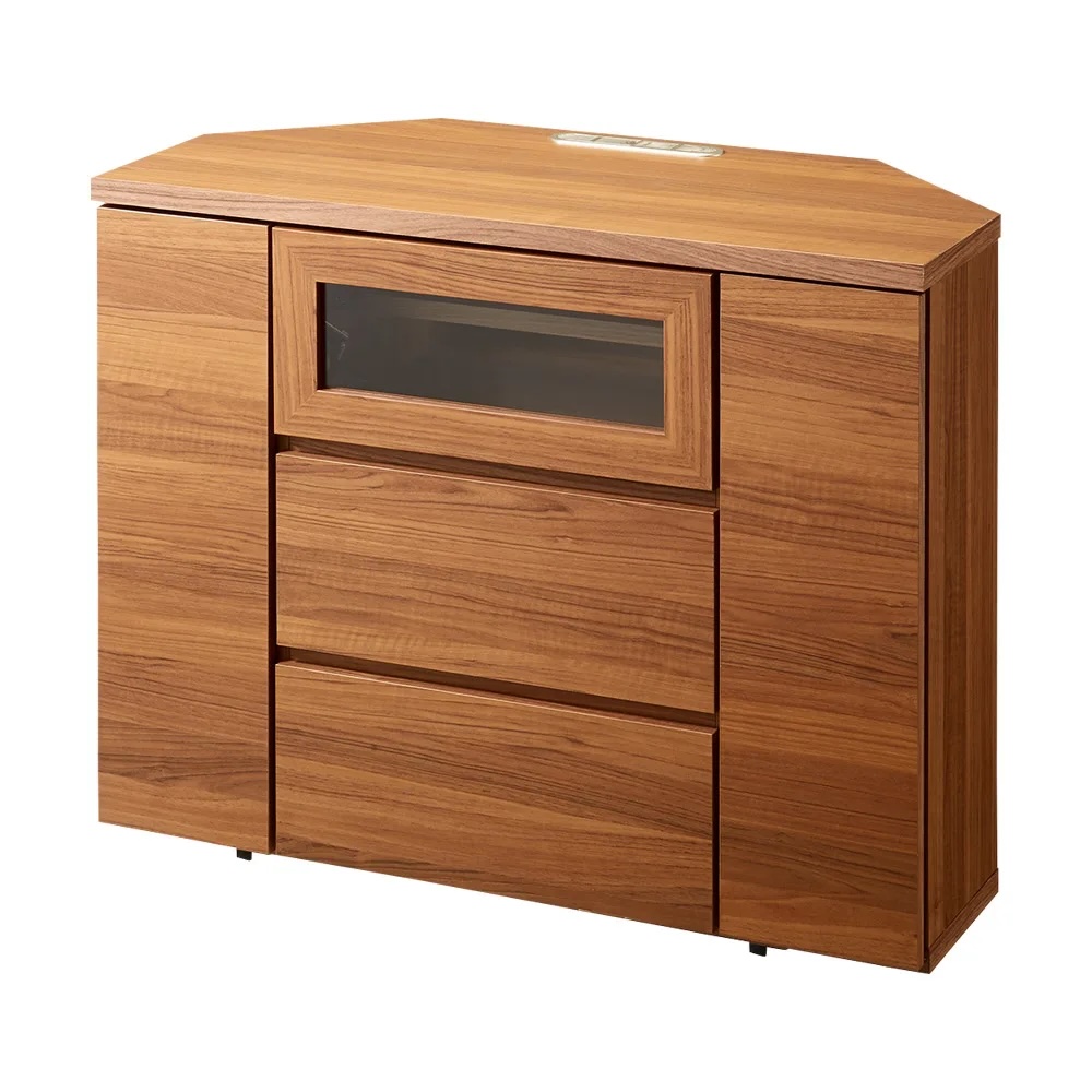 ［幅90cmハイタイプ高さ70cm］天然木調コーナーテレビ台 キャスター付き コーナーテレビ台 テレビ台 テレビボード 587718