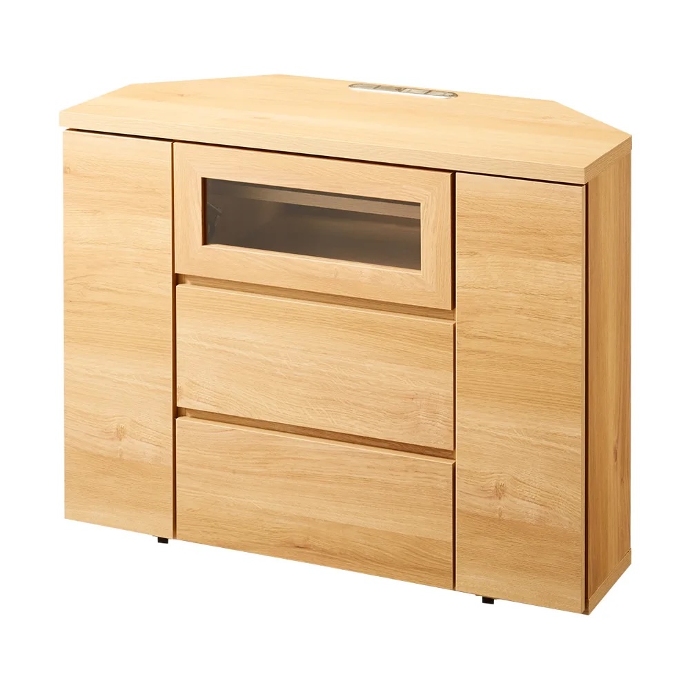 ［幅90cmハイタイプ高さ70cm］天然木調コーナーテレビ台 キャスター付き コーナーテレビ台 テレビ台 テレビボード 587718