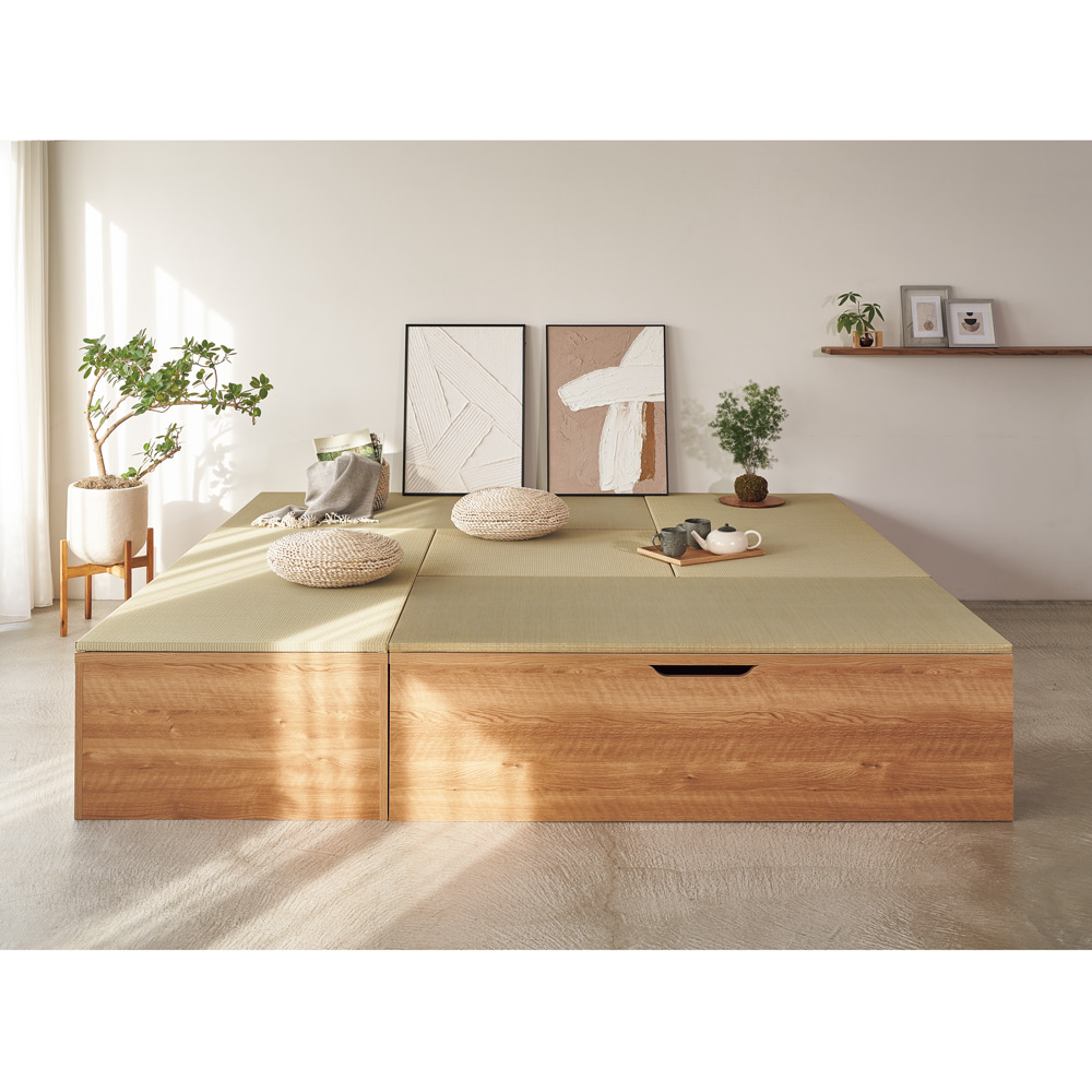 跳ね上げ式収納ユニット畳 お得なセット ヘリ無しミニ3畳セット 高さ33cm ユニットシェルフ リビング収納 587968