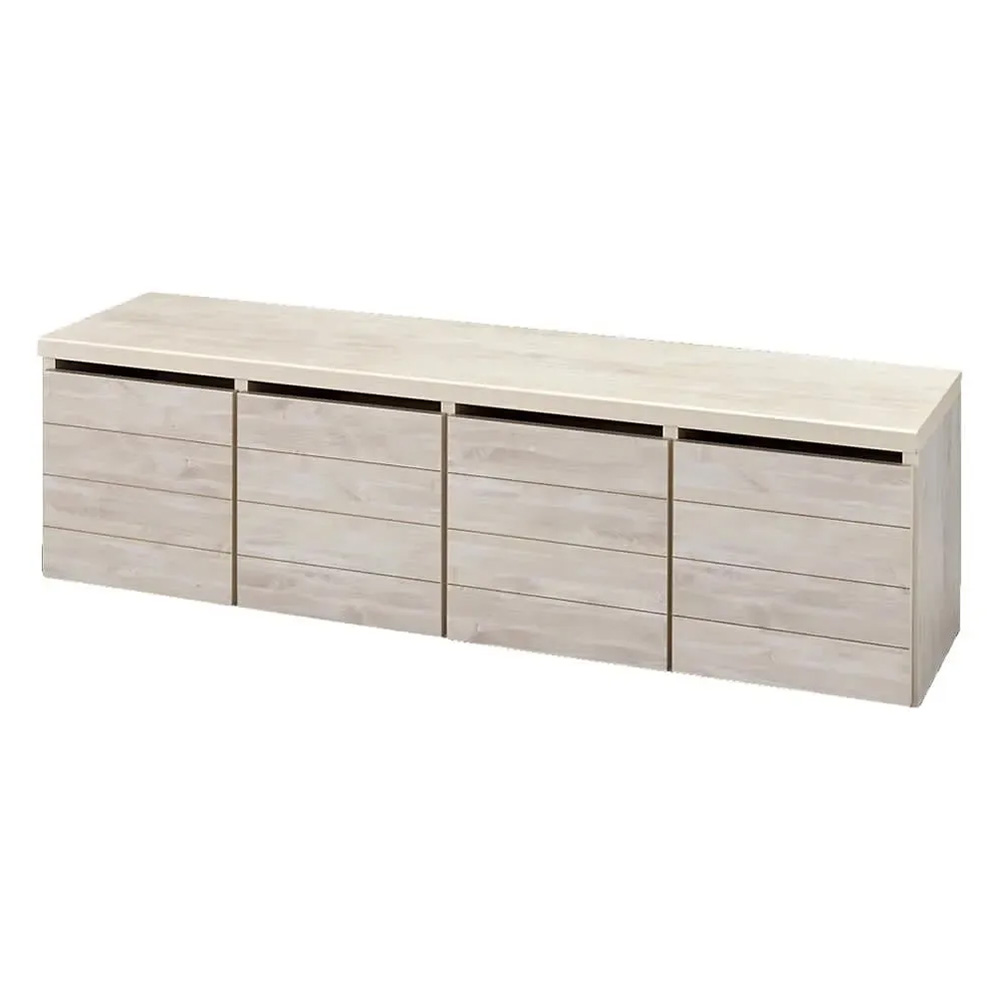 収納ワゴン付きリビングベンチ 4連 幅159cm奥行40cm高さ44cm 収納ボックス 小物収納 フリーボックス 588117