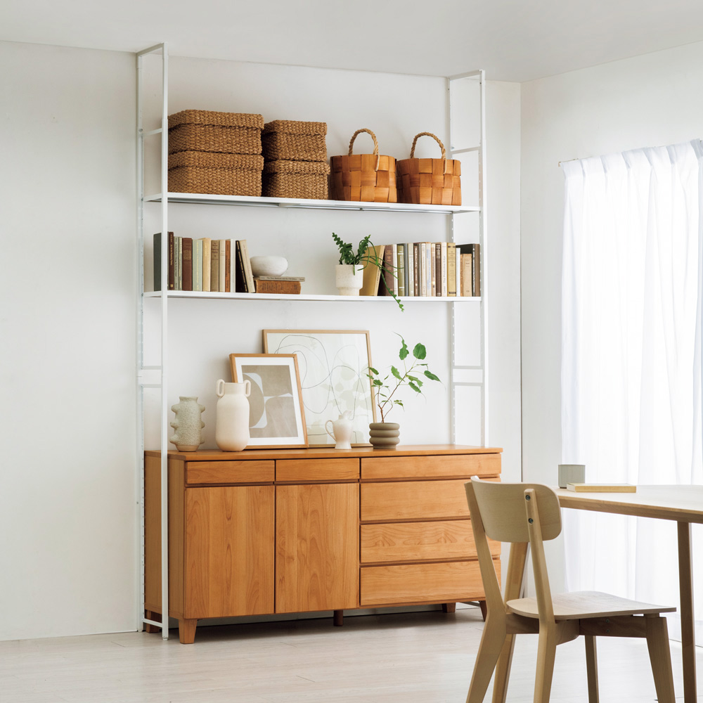 スペース有効活用 伸縮突っ張りラック専用 追加伸縮棚 幅76cm-122cm奥行26cm高さ2.5cm 突っ張り収納 ラック 本棚 シェルフ 588123