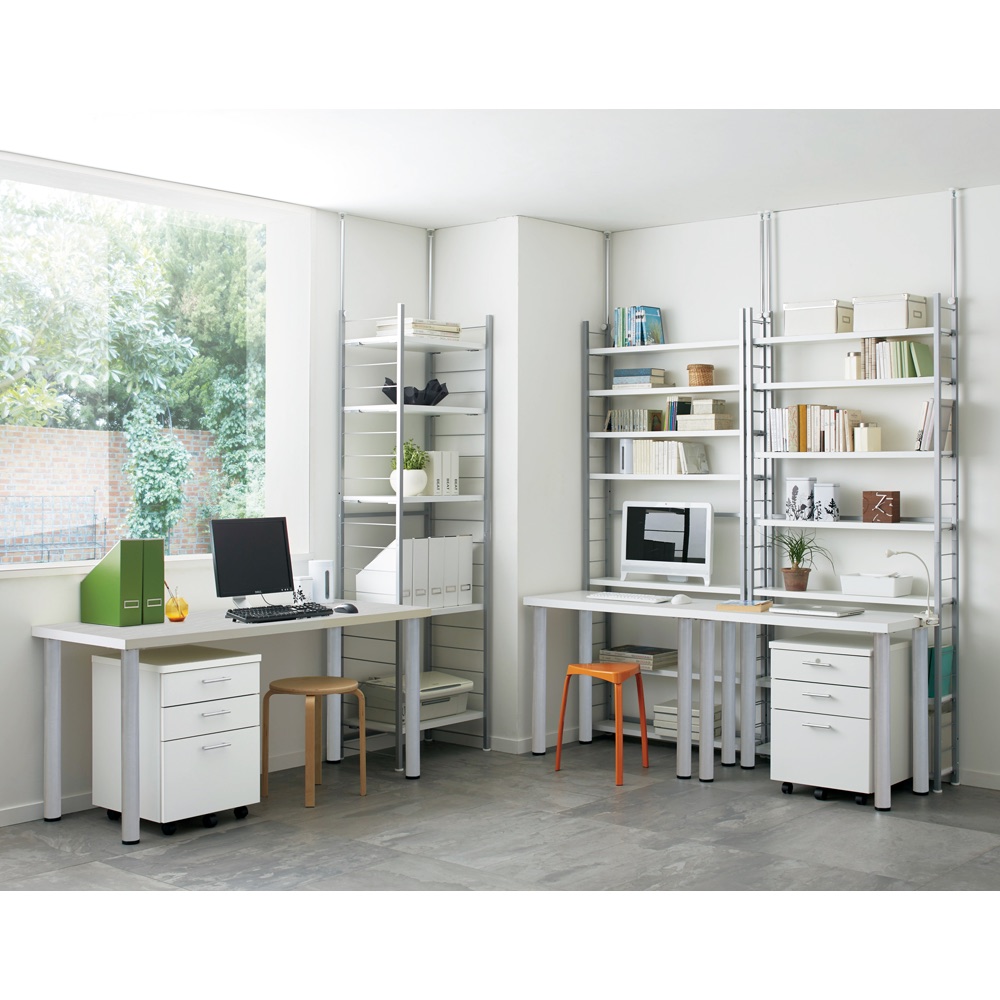 突っ張り式高さ調節シリーズ 伸長デスクラック 幅90cm パソコン PC ワーク 袖机 机 588209