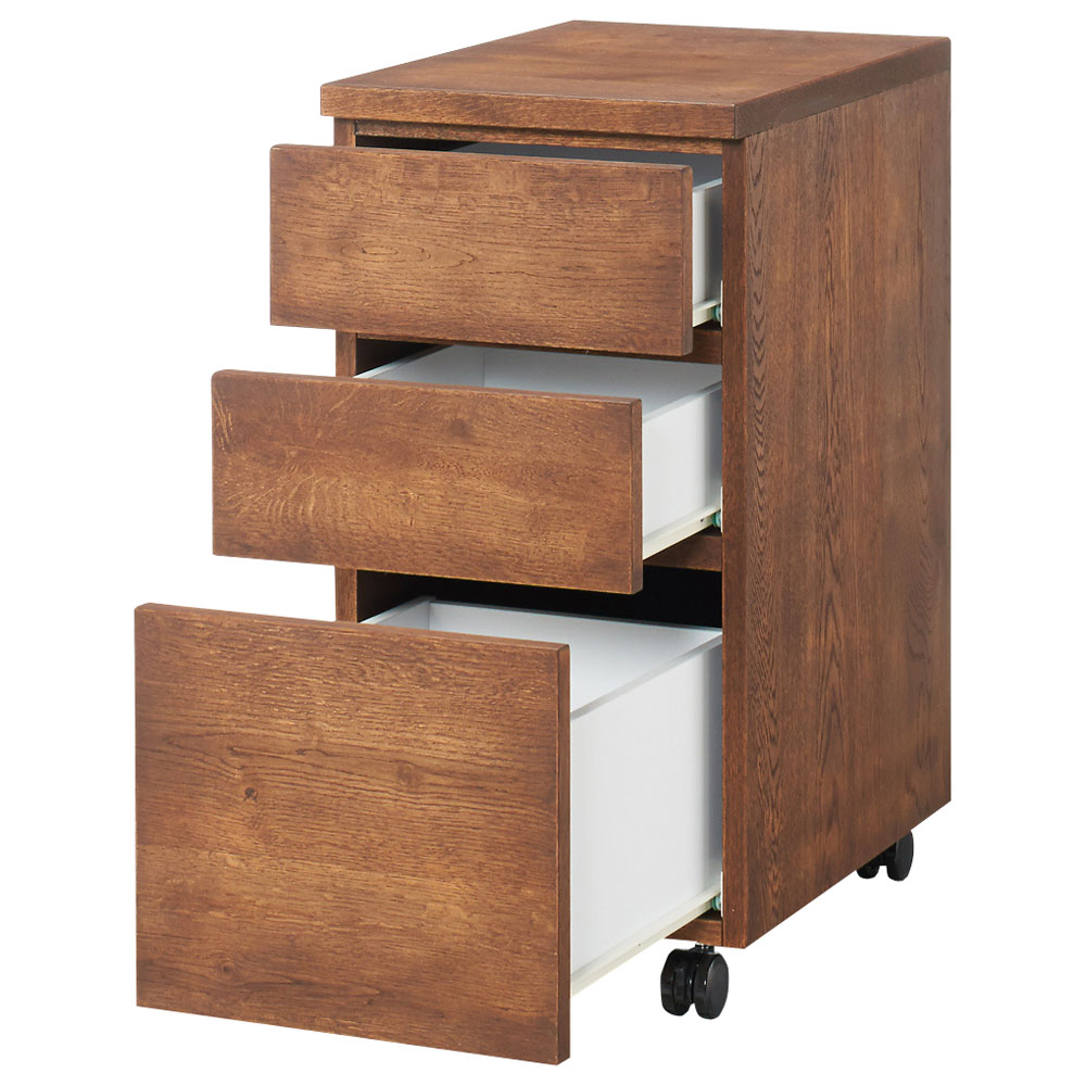 北欧カントリー風 ウッドデスクシリーズ チェスト サイド 脇机 机 588345