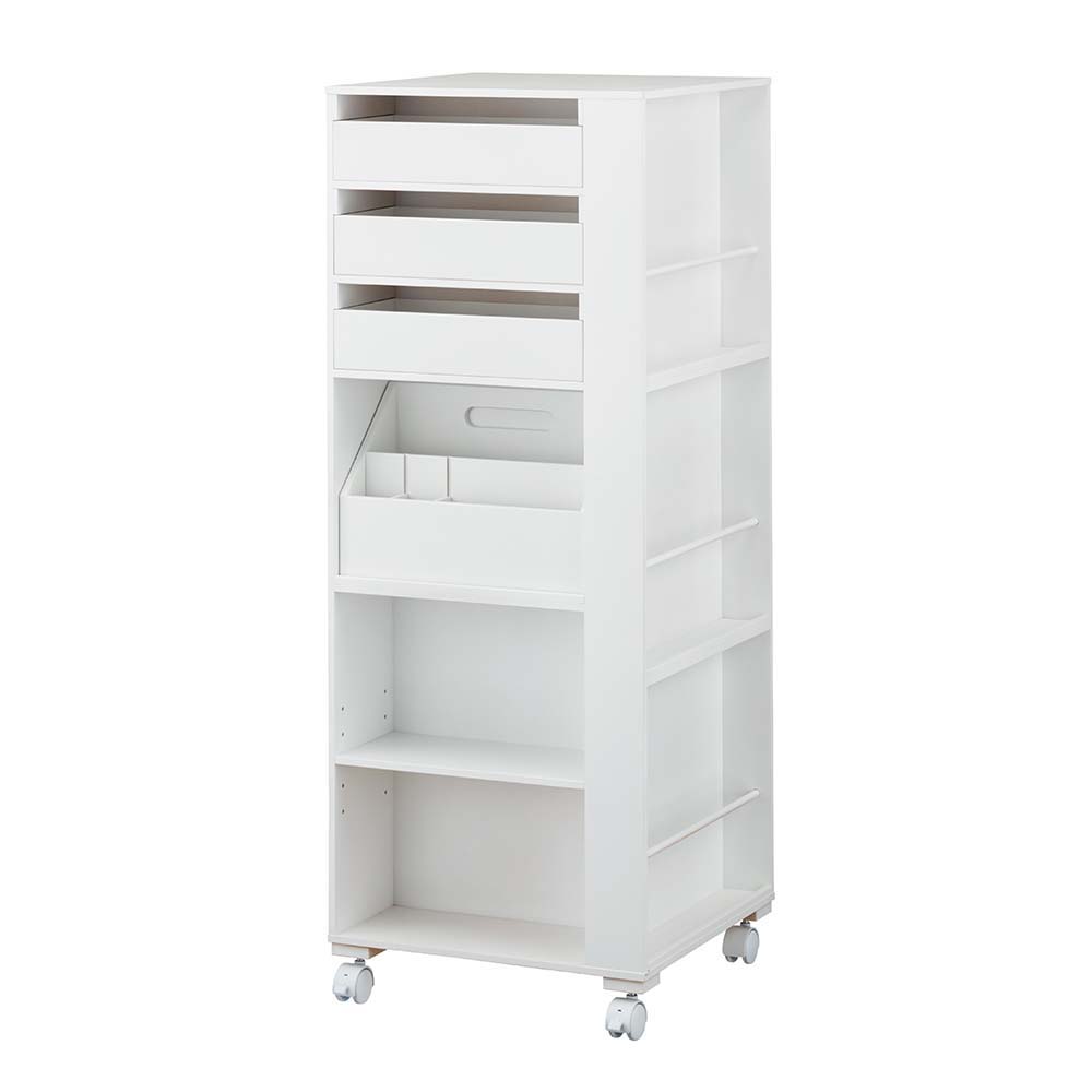 分類収納デスクサイドラック 高さ106.5cm サイド 脇机 机 588423