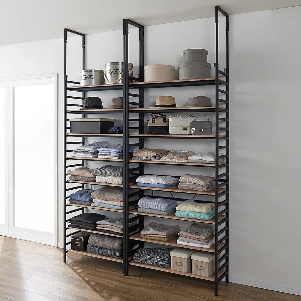 ブルックリンテイスト頑丈突っ張りラック 幅90cm奥行33cm高さ218