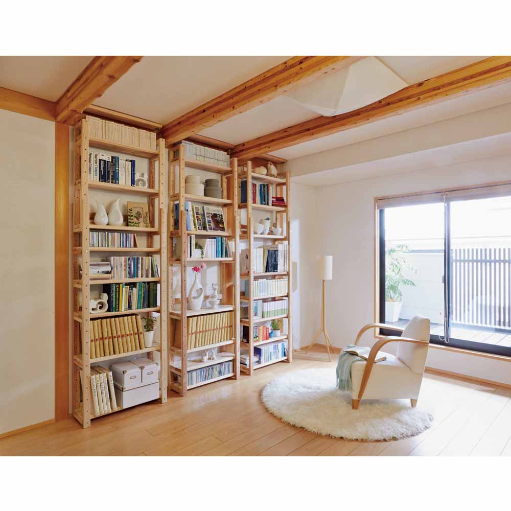 国産杉頑丈突っ張りラック（本棚） 幅119奥行27.5cm ディノスANAmall店