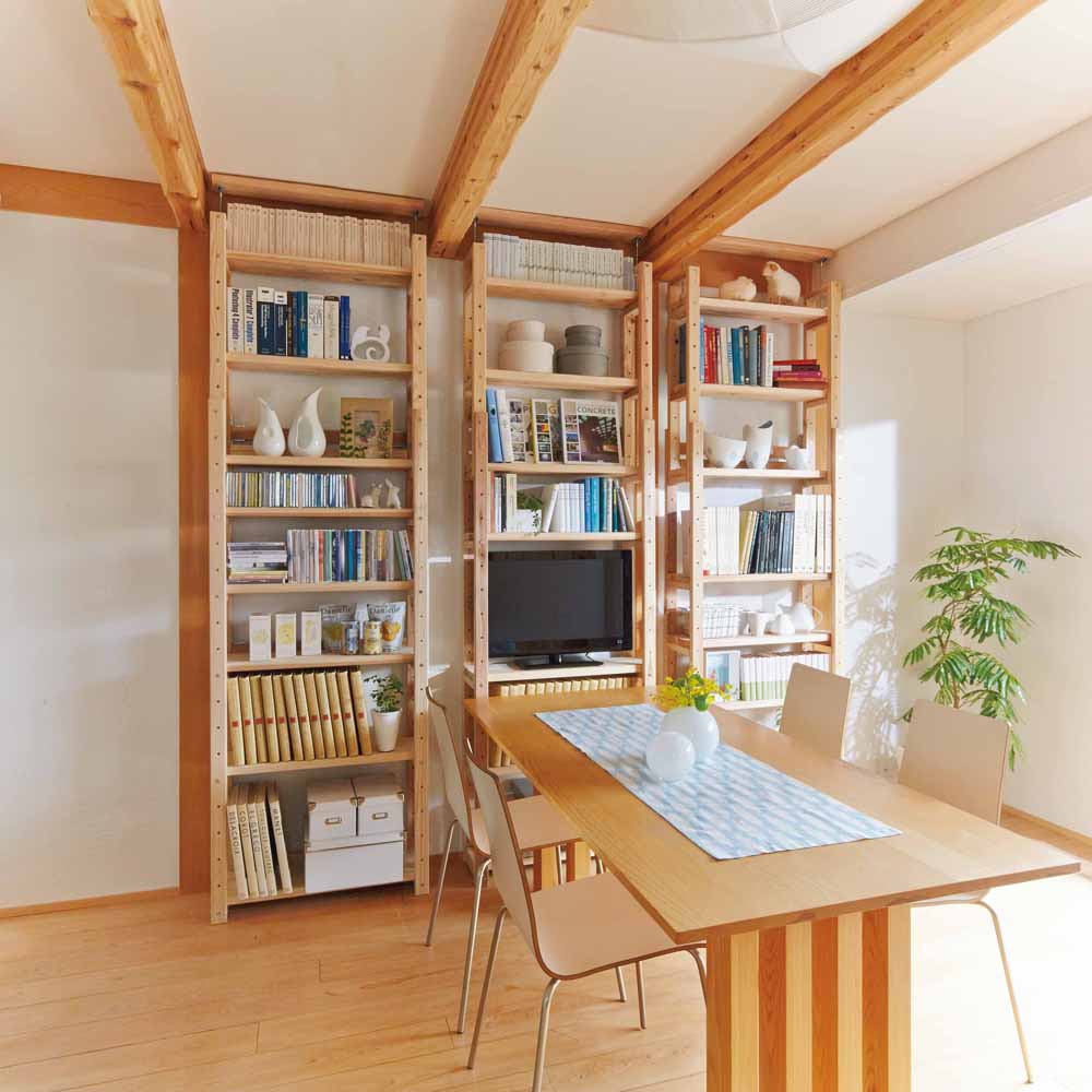 国産杉頑丈突っ張りラック（本棚） 幅119奥行27.5cm ディノスANAmall店