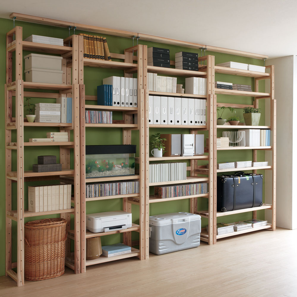 国産杉頑丈突っ張りラック（本棚） 幅119奥行27.5cm ディノスANAmall店